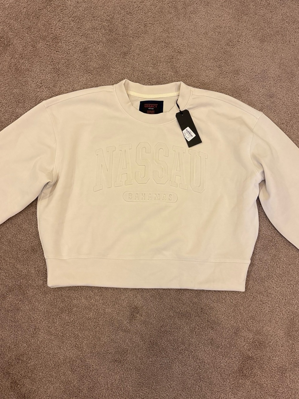 Legacy Nassau Embroidered Crewneck Sweatshirt - Cream